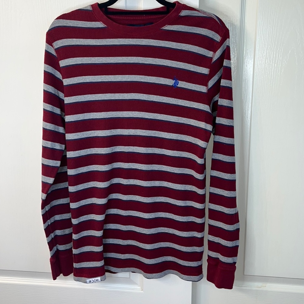 Long sleeve Mens U. S POLO ASSN. L. Maroon, grey, blue. Retro. 100% cotton.